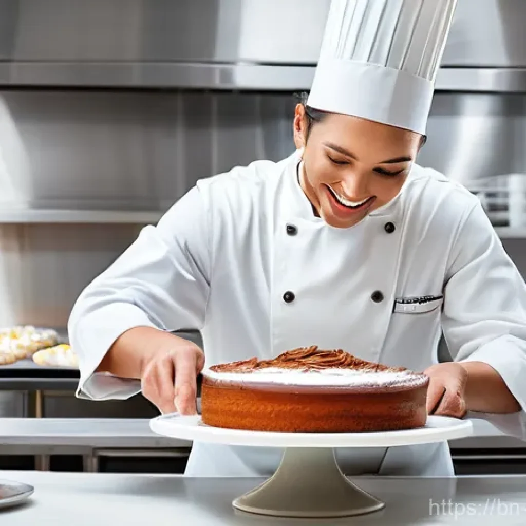 제빵 자격증 합격률 통계 - **Professional Baker in a Pristine Kitchen:** A skilled, confident baker, wearing a spotless white c...