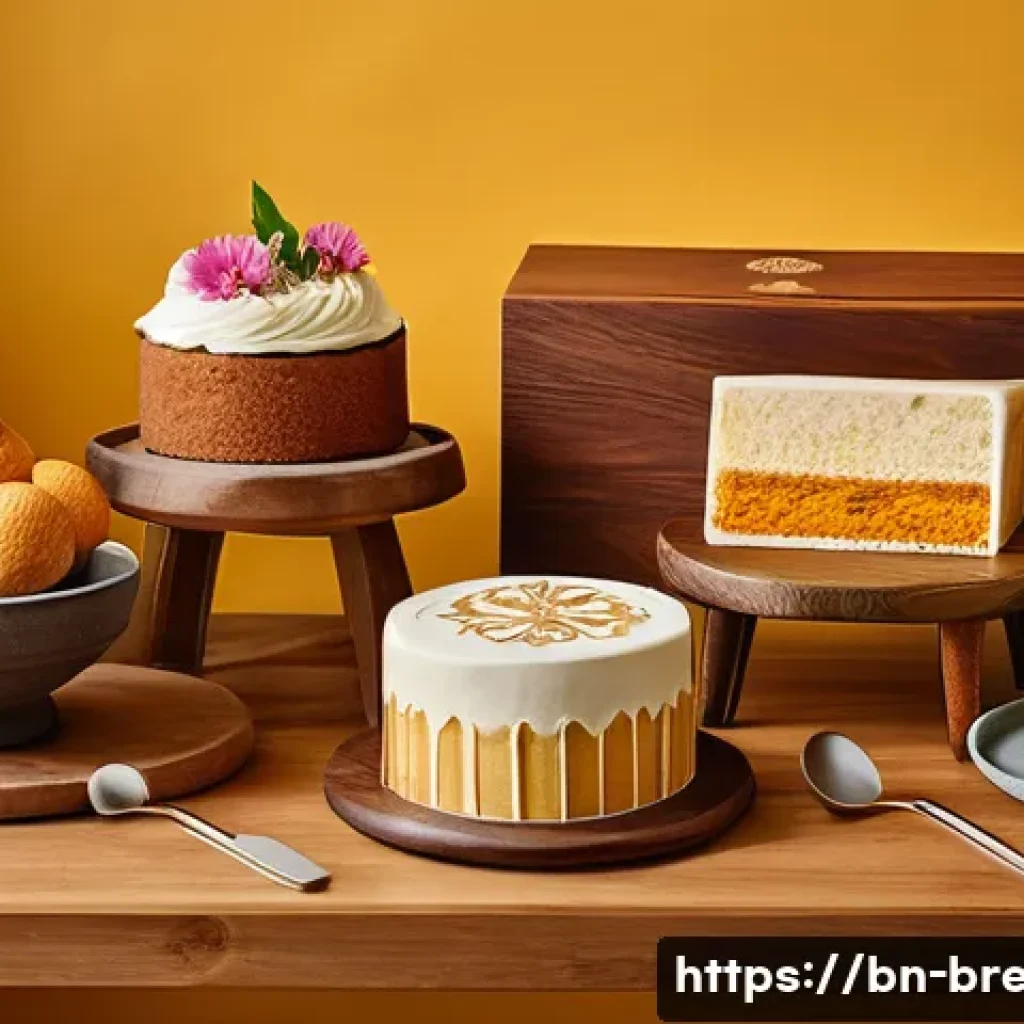 제빵사가 알아야 할 최신 트렌드 - A vibrant bakery scene showcasing a variety of organic cakes made with natural ingredients like orga...