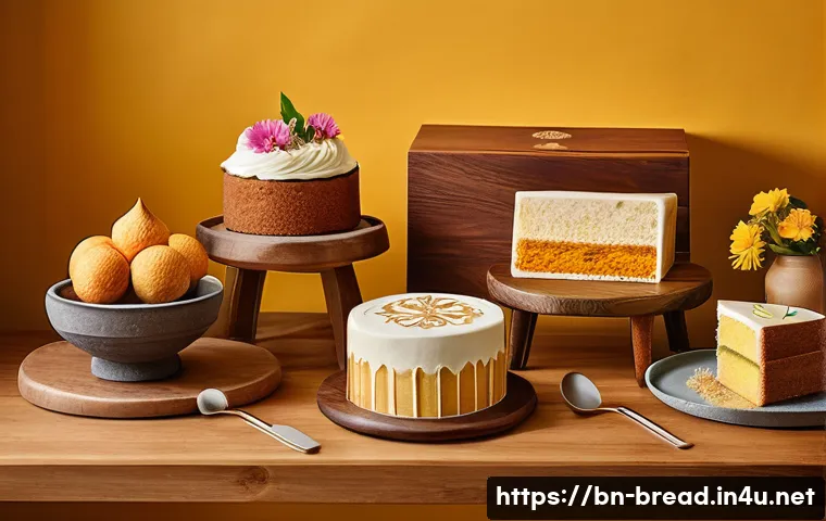 제빵사가 알아야 할 최신 트렌드 - A vibrant bakery scene showcasing a variety of organic cakes made with natural ingredients like orga...