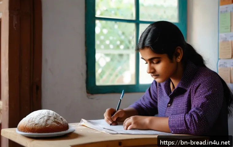 제빵 자격증 시험 준비 팁 - A focused Bengali student sitting at a study desk in a cozy room, surrounded by neatly arranged bake...